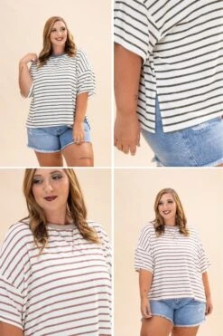 Striped Relaxed Fit Pullover Top | S-XL