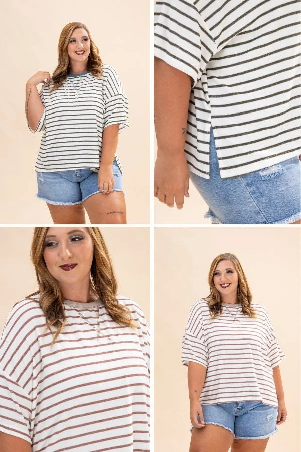 Striped Relaxed Fit Pullover Top | S-XL 1 Striped Relaxed Fit Pullover Top | S-XL