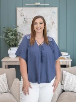 Short Sleeve Special Smocking Embroidered Top | S-L