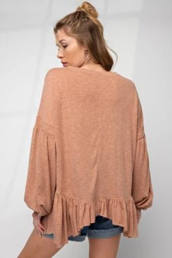 Long Sleeve Rayon Ruffle Bottom Knit Tunic | S - L Easel -Discount Divas Shop 5113f3554b2a626e266c985c4a06ec26