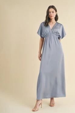 Satin Flutter Sleeve Maxi Dress | S-L Wishlist