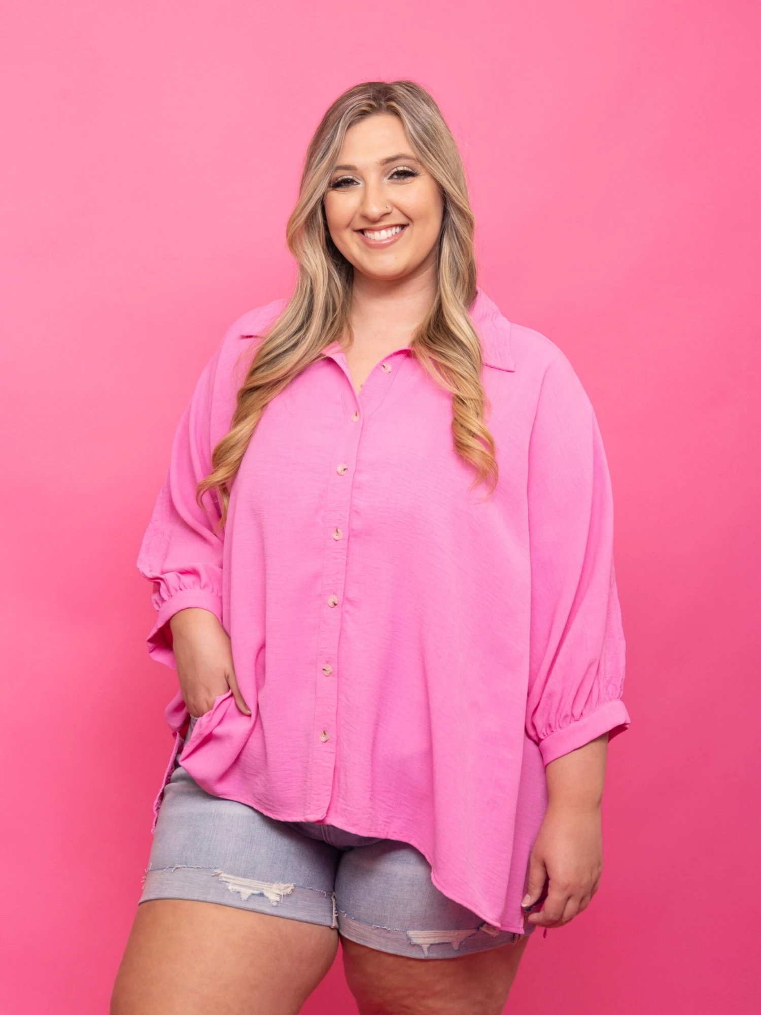 Airflow Oversized Dolman Sleeve Collared Shirt | S - 3X 1 Airflow Oversized Dolman Sleeve Collared Shirt | S - 3X