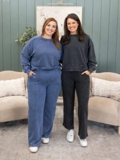 Mineral Washed French Terry Crew Neck Pullover Sweatshirt | S-3XL Pair W/sku56080