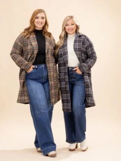 Drop Shoulder Plaid Jacket | S-L