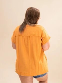 Zenana Gauze Raw Edge Short Sleeve V Neck Babydoll Shirt | S-3X -Discount Divas Shop 5396d0906619e5f994b19a2340b51116