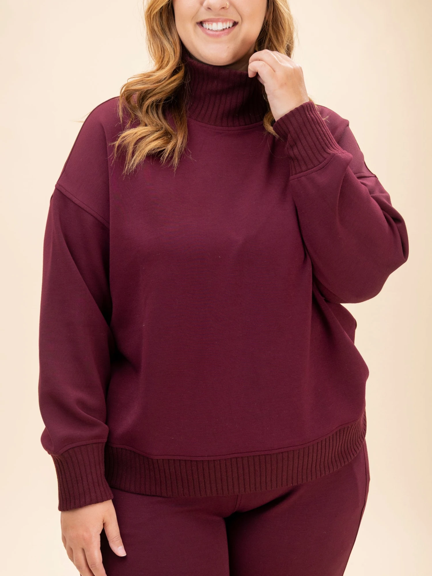 Modal Scuba Ribbed Mock Neck Pullover | S-L Pair W/ Sku64654 10 Modal Scuba Ribbed Mock Neck Pullover | S-L Pair W/ Sku64654 - Image 10