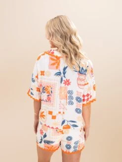 Floral And Fruit Print Wavy Trim Collared Shirt | S-L Pair W/ Sku62101 -Discount Divas Shop 552ae85adac00cd89c262509f14c416e