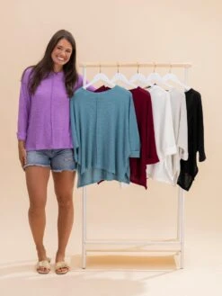 Zenana Bat Wing Sleeve Round Neck Waffle Knit Sweater | S/M-L/XL