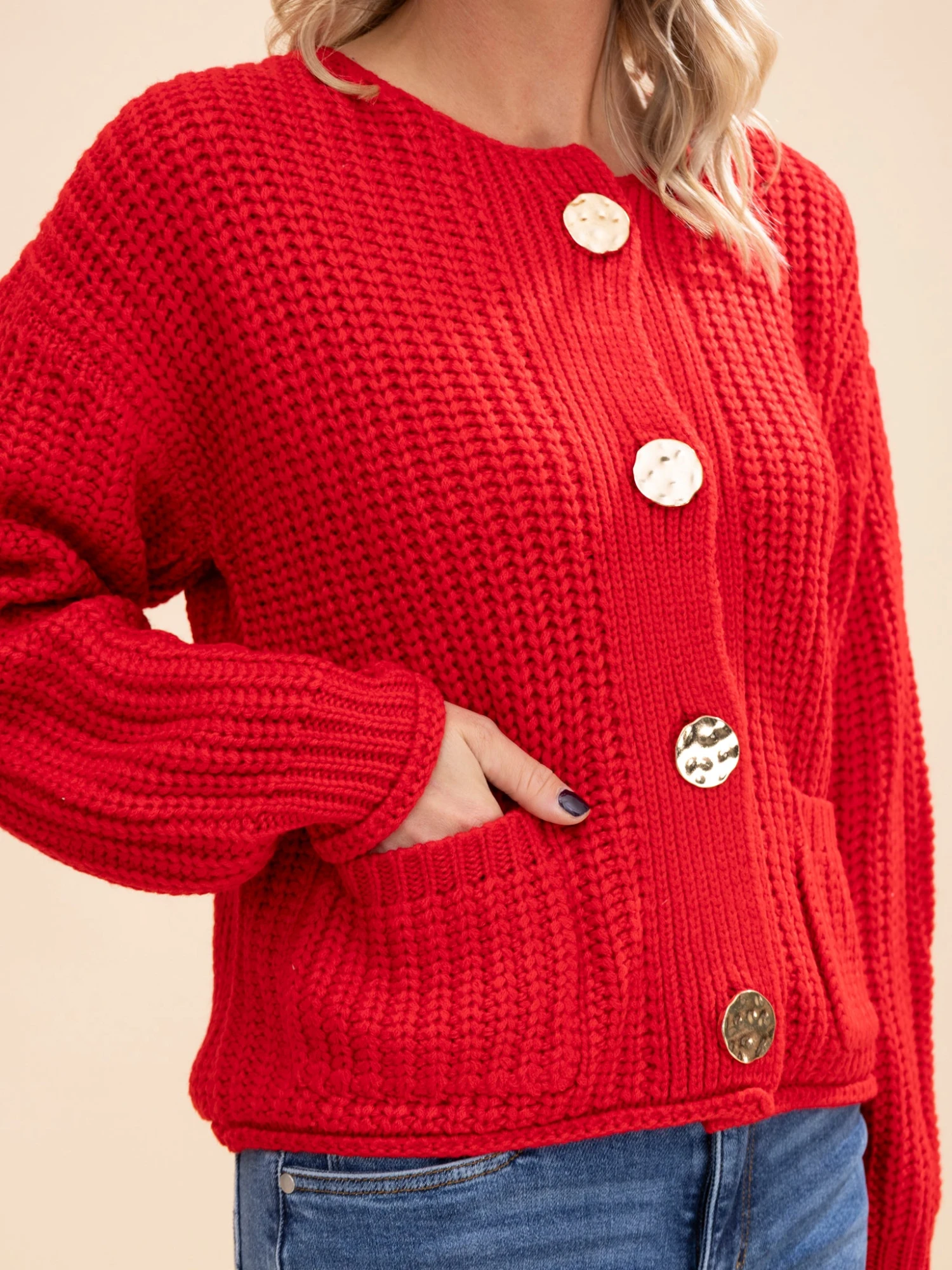 Big Button Accent Sweater Cardigan | S-L 4 Big Button Accent Sweater Cardigan | S-L - Image 4
