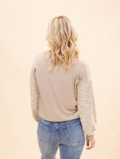 Solid Sweatshirt W/Long Tweed Sleeves | S-L -Discount Divas Shop 55f8fe08e2d4469f283e1a54df06e260