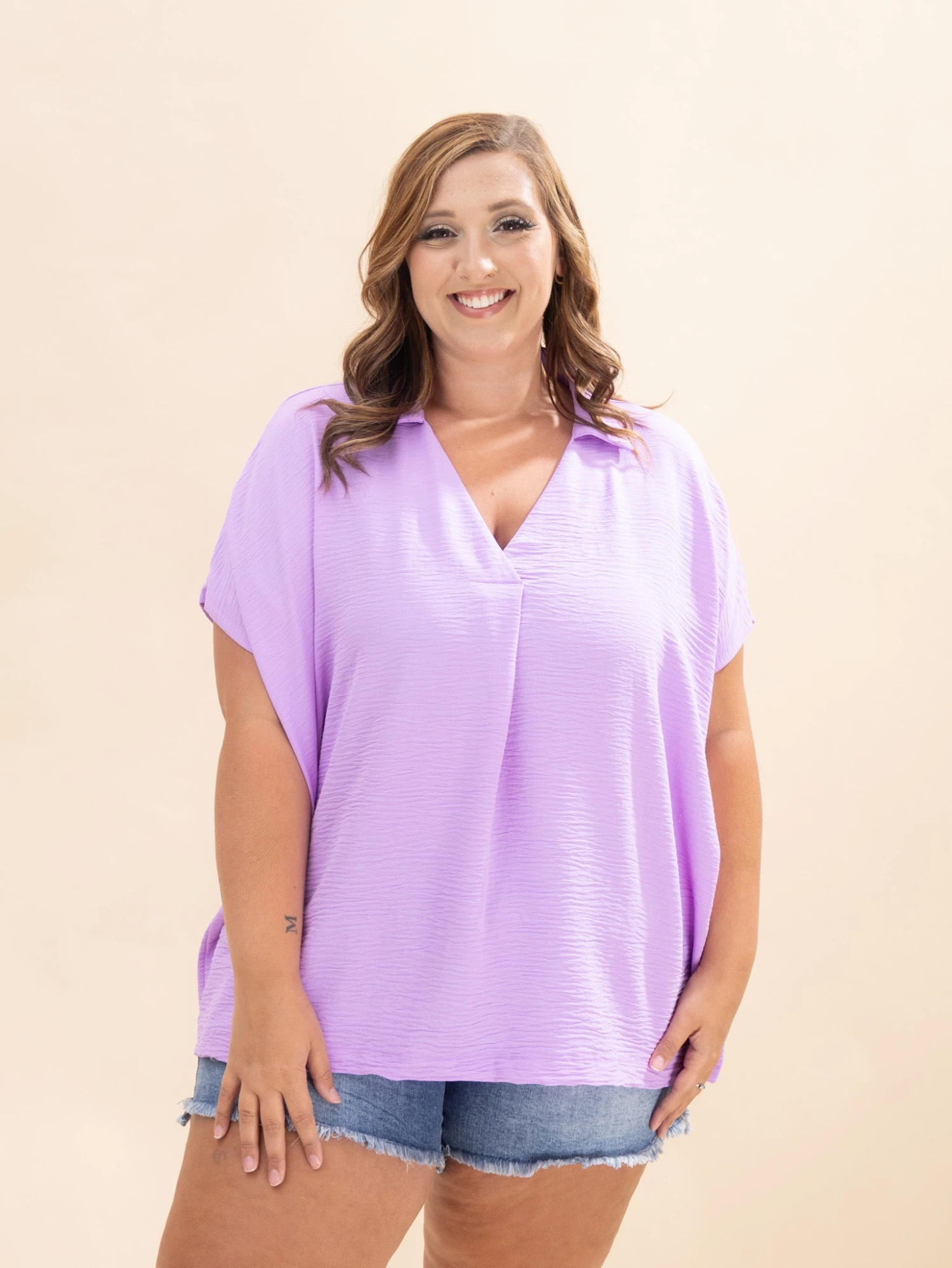 Zenana Airflow Collared V Neck Short Sleeve Top | S/M-L/XL 6 Zenana Airflow Collared V Neck Short Sleeve Top | S/M-L/XL - Image 6