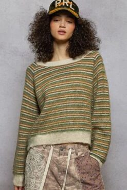 Round Neck Raglan Sleeve Mohair Sweater Top | S - L POL
