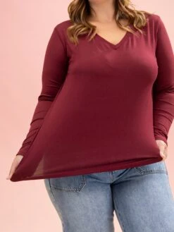 Long Sleeve Essential V Neck Tee By DD Design | S-3XL -Discount Divas Shop 576697f95536a27d8420ad7b0668dea0