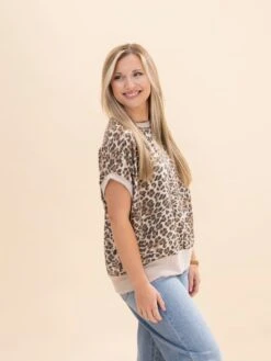 Raised Rib Hem Short Sleeve Leopard Print Top | S-3XL -Discount Divas Shop 580ed4129744a4bb70274d3bdc800f09