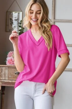 Short Sleeve Ribbed Top | S - 3X Heimish