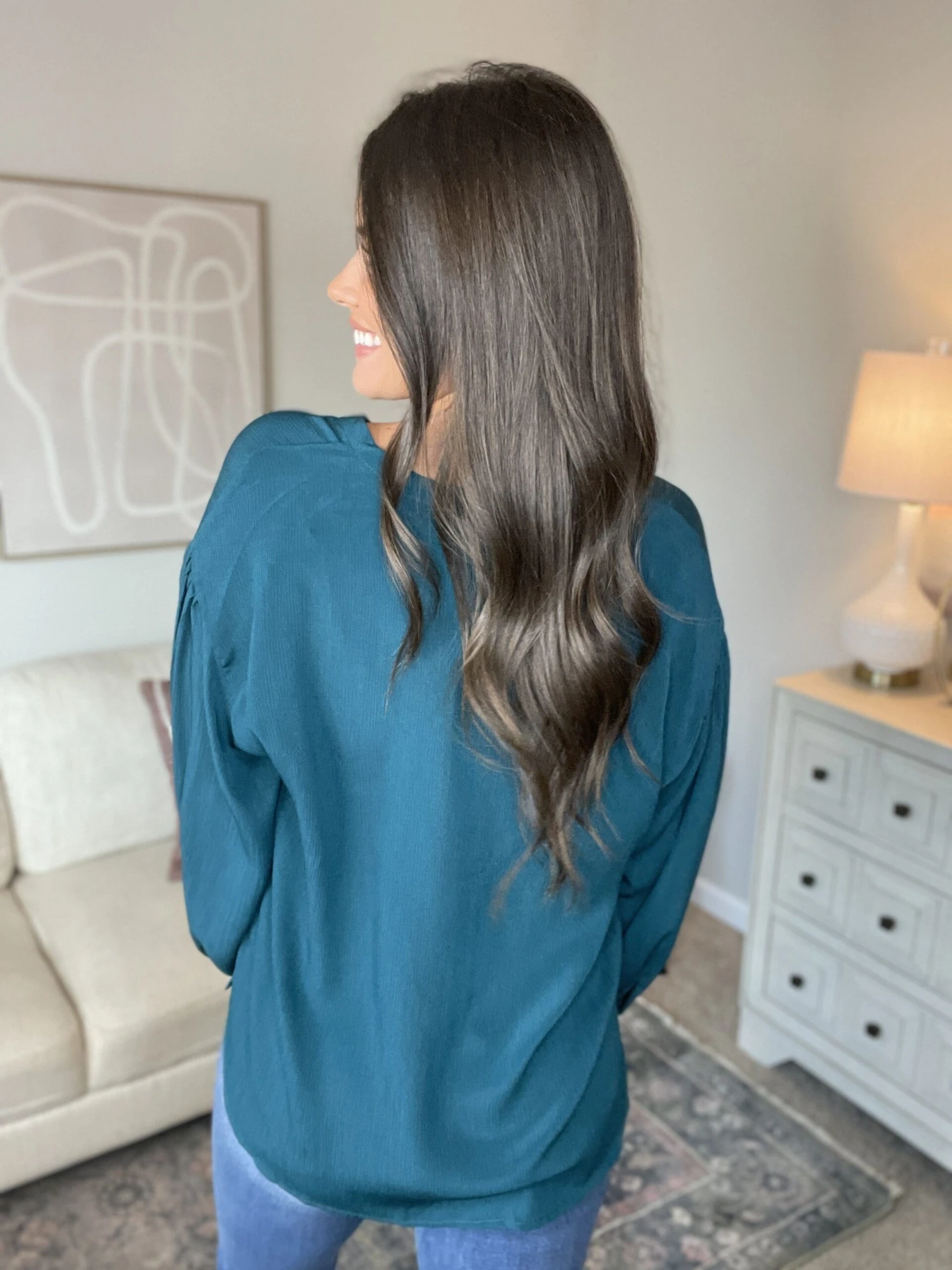 V Neck Button Down Long Sleeve Blouse | S - 3X 4 V Neck Button Down Long Sleeve Blouse | S - 3X - Image 4