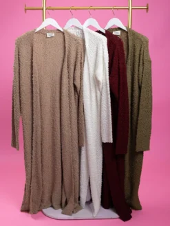 Long Sleeve Open Front Popcorn Maxi Duster |S-3X