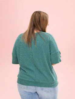 Raised Rib Half Sleeve V Neck Top By DD Design | S-3XL -Discount Divas Shop 5b4c838cf4ddbfa2e1ff089500c07b8f