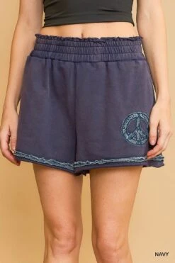 Mineral Washed Shorts With Peace Patch | S - L Umgee