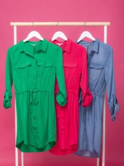 Button Down Tencel Shirt Dress | S - L