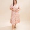 Floral Button Down V Neck Dress W/ Pockets | S-3XL
