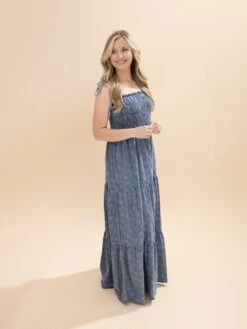 Washed Daisy Print Denim Maxi Dress | S-L -Discount Divas Shop 5c36ed68efed1cb40418a1a218000a06