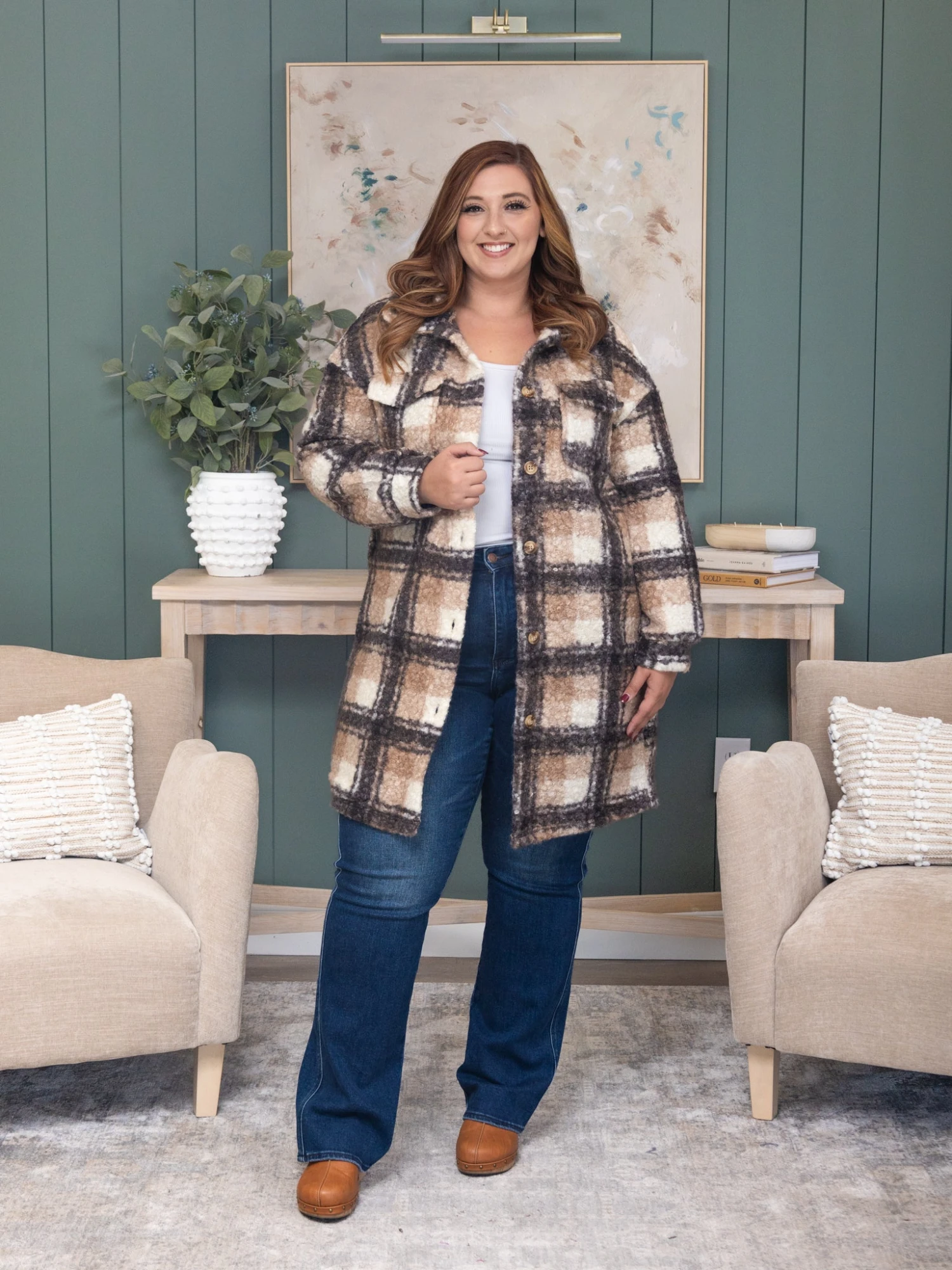 Plaid Boucle Longline Shacket | S - L 2 Plaid Boucle Longline Shacket | S - L - Image 2