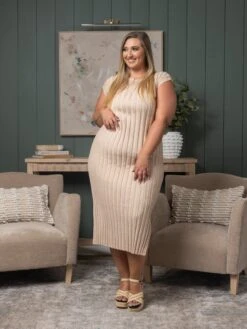 Ribbed Split Neck Fitted Long Dress | S-3X -Discount Divas Shop 5c65e4cfc995b94c827c73277136fc27