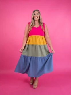Cotton Gauze Colorblock Tiered Sleeveless Maxi Dress | S - XL -Discount Divas Shop 5d2f0cf4eec506763bb84538abd70170