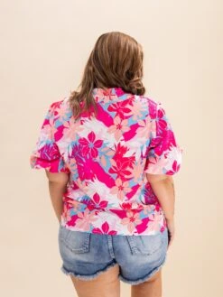 Tropical Plant Printed V Neck Puff Sleeve Blouse | S-XL -Discount Divas Shop 5deed6e41f1bd3eacf18f71e1591f07b