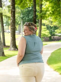 Eyelet Pattern Collared V-Neck Sleeveless Top | S - XL -Discount Divas Shop 5df74318105df043da66ad0c5be9f1f2