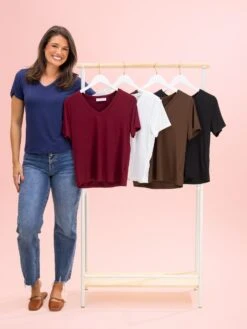 Short Sleeve Essential V Neck Tee By DD Design | S-3XL