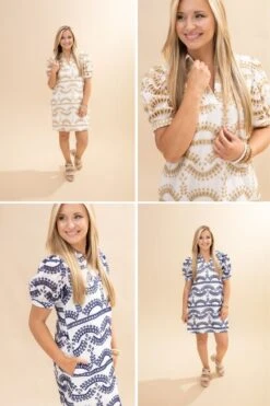 Geometric Pattern Dress With Pockets | S - L