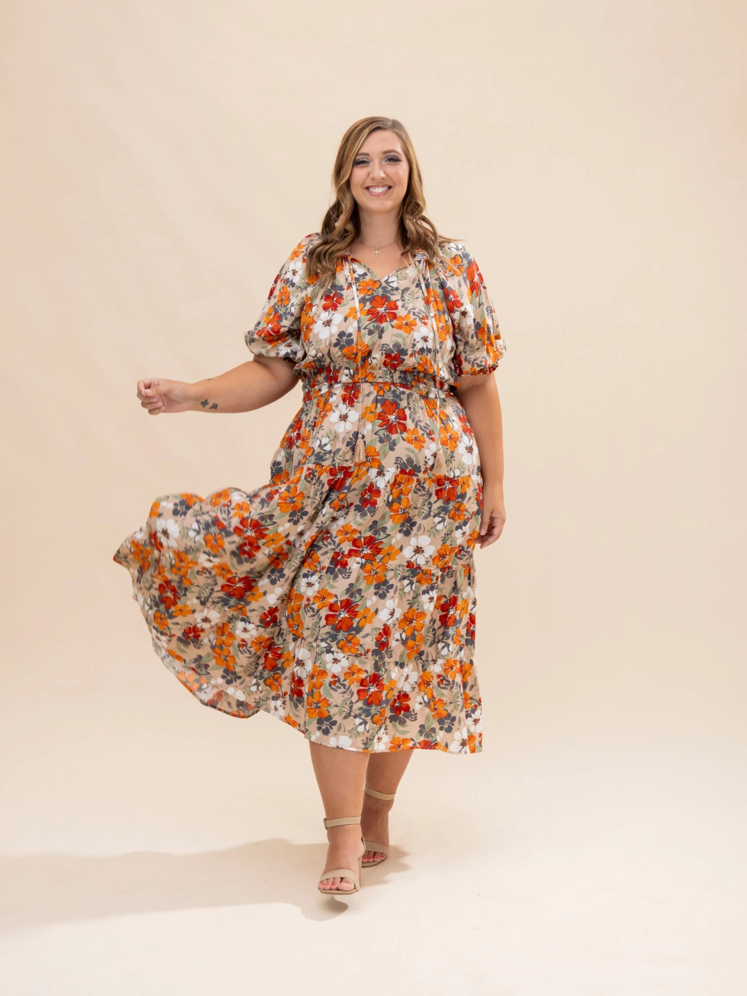 Short Sleeve Flower Printed Midi Dress | S-3XL 1 Short Sleeve Flower Printed Midi Dress | S-3XL