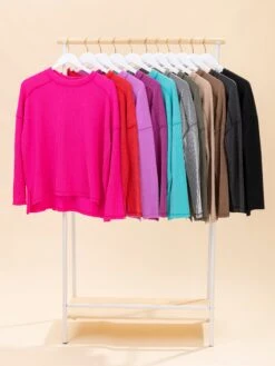 Zenana Raised Rib Exposed Seams Boat Neck Long Sleeve Top -Discount Divas Shop 5f20e6605694a5f8796e71dbba03a7b3