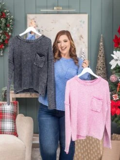 Mineral Washed Sweater W/ Chest Pocket | S - 3XL