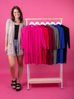 Zenana Slouchy Pocket Open Front 3/4 Sleeve Cardigan | S-3X