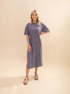 Mineral Wash Casual Comfy Midi Dress | S-L -Discount Divas Shop 602331c503590bd0b10d712a02f02b1c