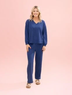 Golden Rib V Neck Long Sleeve Top By DD Design | S-3XL Pair W/ Sku64075 -Discount Divas Shop 602e2b064560c3955b34da5a8865a32e