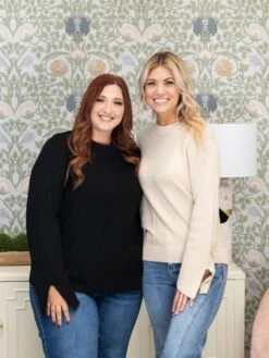 Split Cuff Drop Shoulder Loose Viscose Sweater | S-2XL