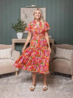 Floral Short Sleeve Smocked Waist Maxi Dress | S - XL -Discount Divas Shop 615164594f8dcbf6012350413aac5546