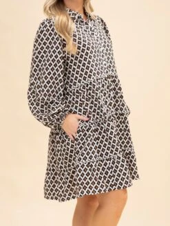 Long Sleeve Collared Dress | S-L -Discount Divas Shop 615352a8be348680f4449a7451c01589