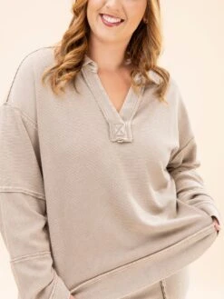 Long Sleeve Textured Thermal Top | S-L Pair W/ Sku64097