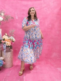 Mixed Floral Print Tie Front Midi Dress | S - XL -Discount Divas Shop 62809a572153f1a21c46a41c388b19ba