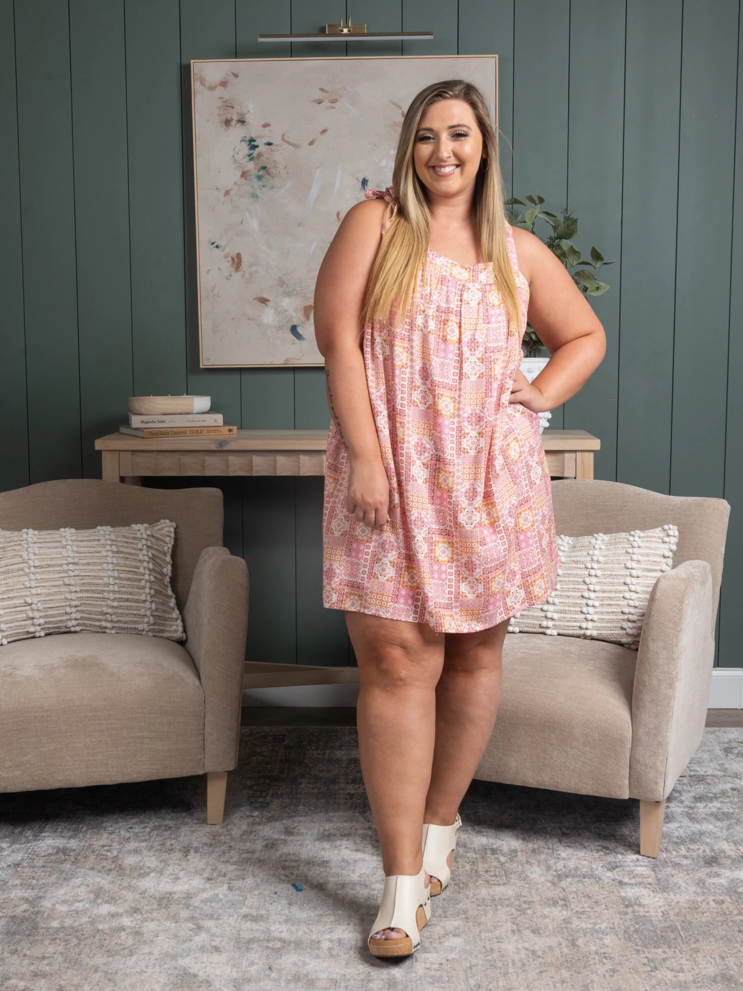 Patterned Tie Strap Dress | S - 3X 1 Patterned Tie Strap Dress | S - 3X