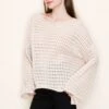 Long Sleeve Boat Neck Top With Open Knit Detail | S-3XL White Birch