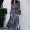 Animal Print Chiffon Button Down Midi Dress | S-3XL Rokoko