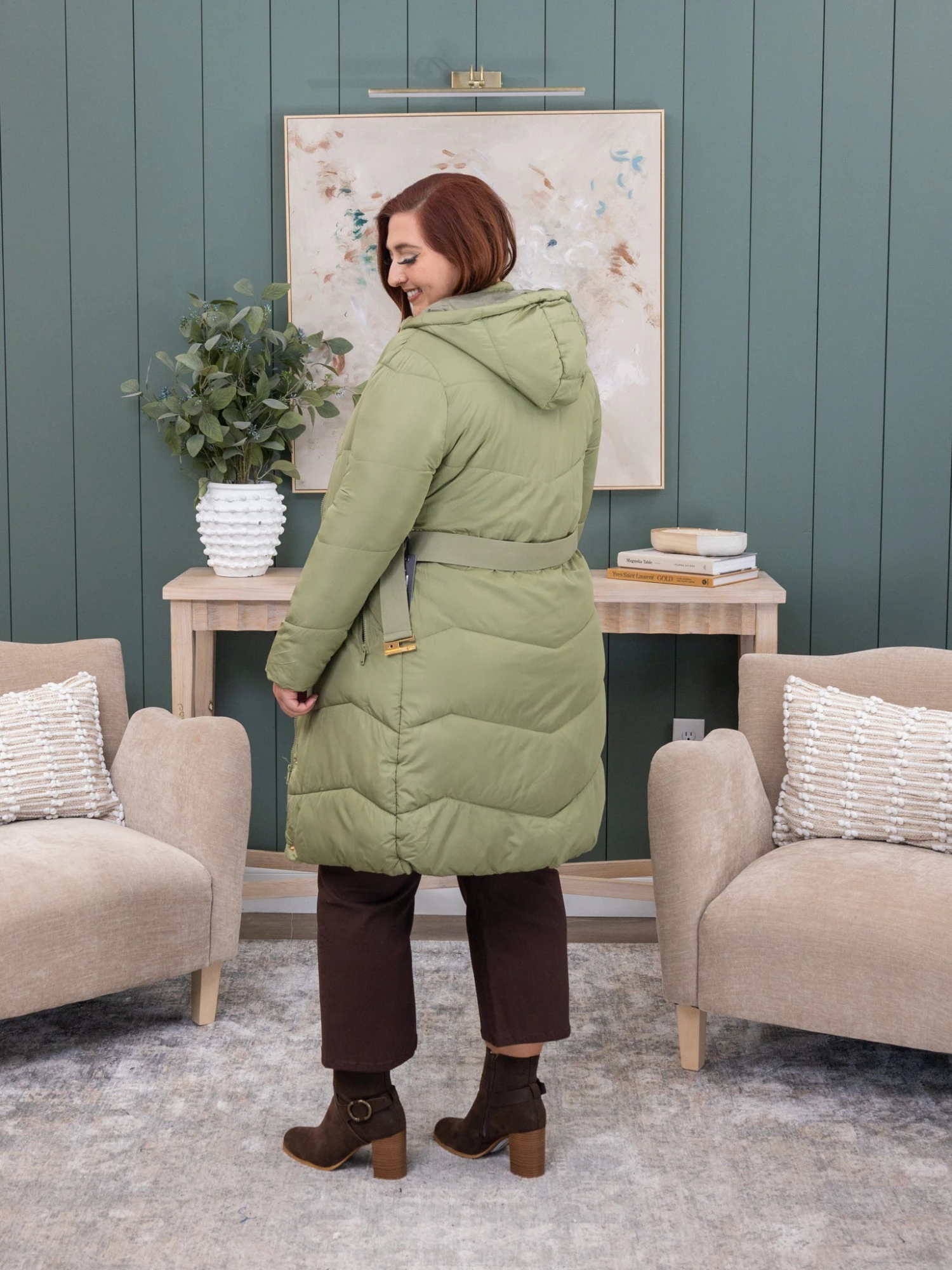 Belted Buttoned Puffer Hoodie Jacket | S-L 2 Belted Buttoned Puffer Hoodie Jacket | S-L - Image 2