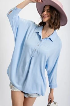 Dolman Rayon Button Down Shirt | S - L Easel