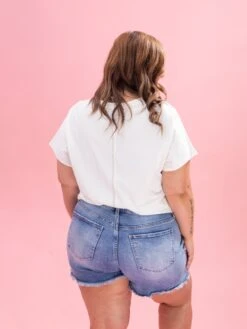 Diva Denim High Rise High Low Fray Hem Short | XS - 3X -Discount Divas Shop 64ea085f96b2cdc701fae3dd510c57c0